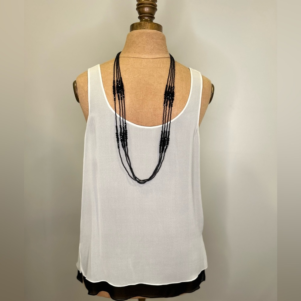 Vince XS crepe/rayon White w/Black lining tank top